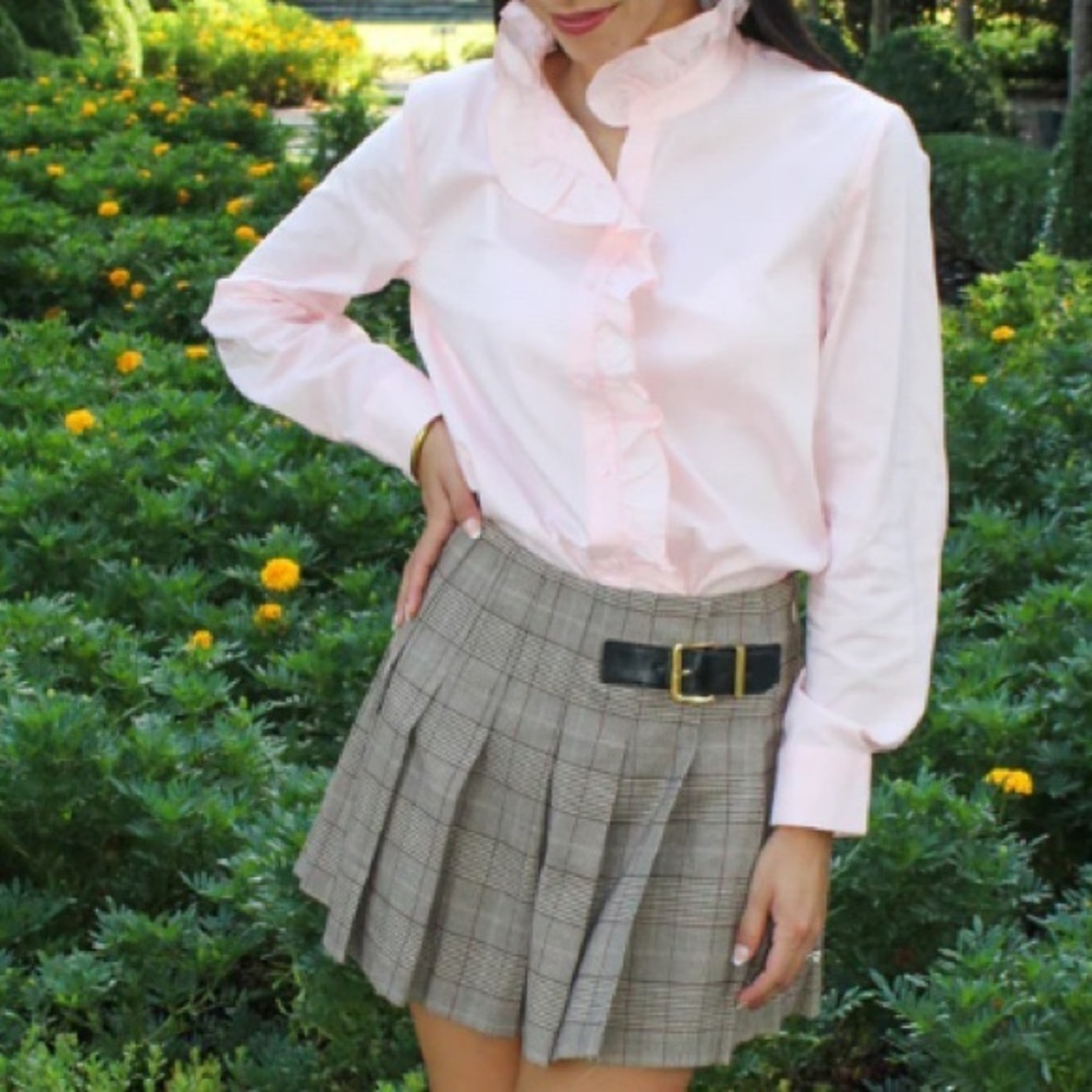 J. Crew Pink Cottage Top In Cotton Poplin Ruffle Trim Size 4